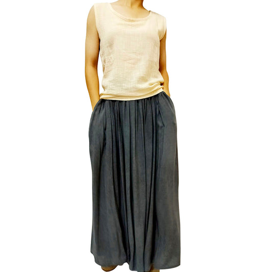 Charming A-Line Skirt: Artistic Cotton Linen, Linen Blend Tie-Dye, with a Flowy Silhouette