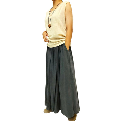 Charming A-Line Skirt: Artistic Cotton Linen, Linen Blend Tie-Dye, with a Flowy Silhouette