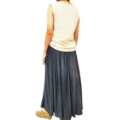 Charming A-Line Skirt: Artistic Cotton Linen, Linen Blend Tie-Dye, with a Flowy Silhouette