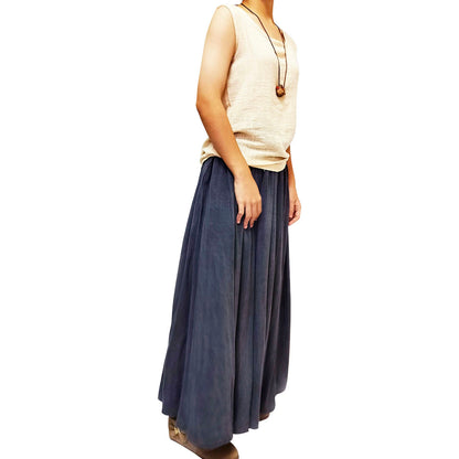 Charming A-Line Skirt: Artistic Cotton Linen, Linen Blend Tie-Dye, with a Flowy Silhouette