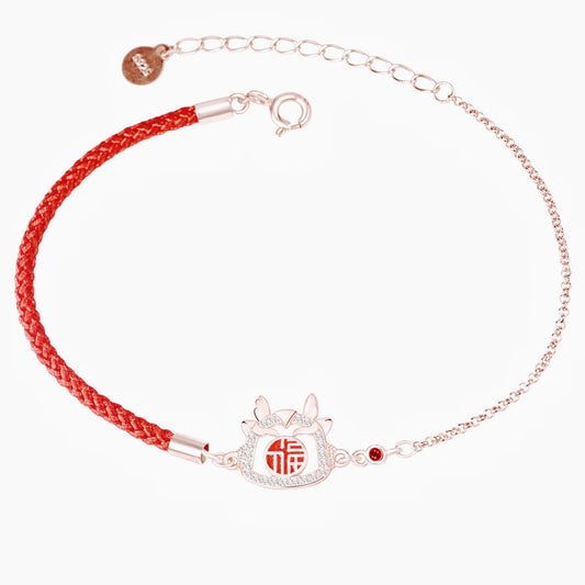 2024 Blessing Dragon Bracelet: Symbolic for the Year of the Dragon, Creative Red String Accessory with S925 Sterling Silver