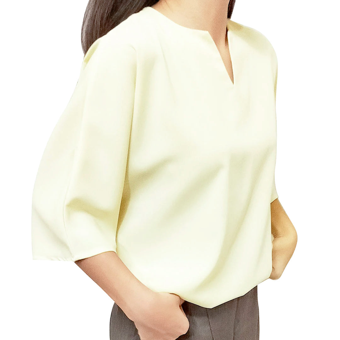 Chic V-Neck Loose Half Sleeve Shirt: 2024 Fashionable Korean Style Women’s Blouse