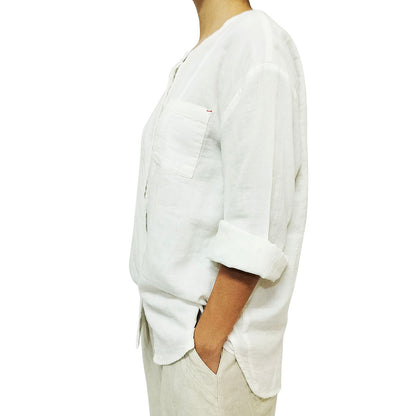 Autumn New Arrival: Sweet Double-Layer Cotton Gauze Long-Sleeve Shirt with Single Pocket for Women - White Blouse.