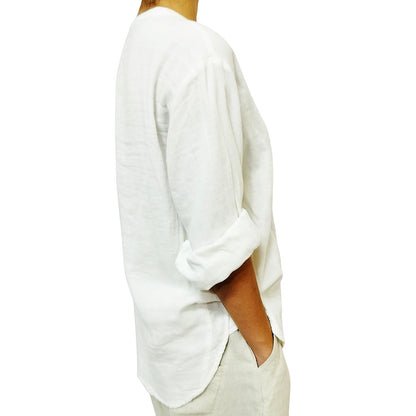 Autumn New Arrival: Sweet Double-Layer Cotton Gauze Long-Sleeve Shirt with Single Pocket for Women - White Blouse.