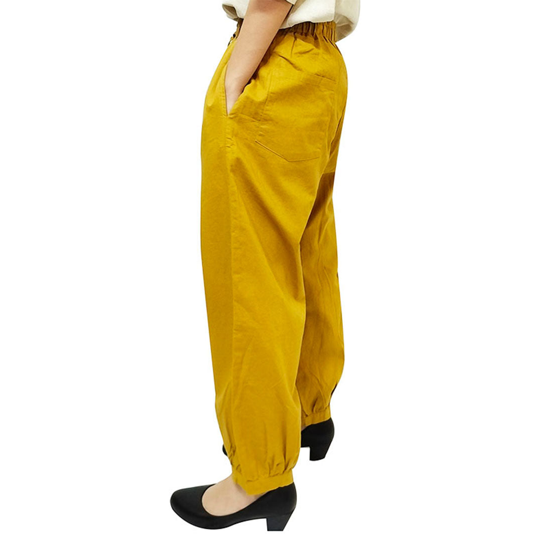 2024 Spring/Summer New Collection Cotton-Linen Women’s Fashion Vintage Loose Casual Linen Pants with Elastic Waist and 9/10-Length Lantern Legs